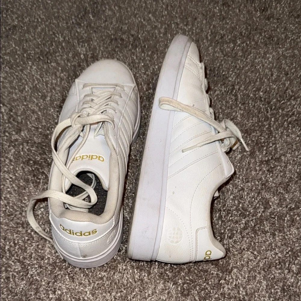 Adidas Grand Court Cloudfoam Classic All White Sneakers, Used, Size 10 - Picture 6 of 6
